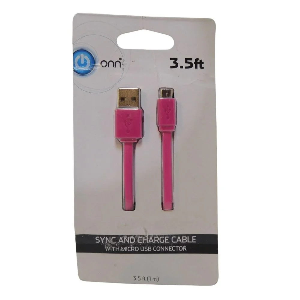 ONN 3.5 Feet Pink Micro USB Sync & Charge Cable